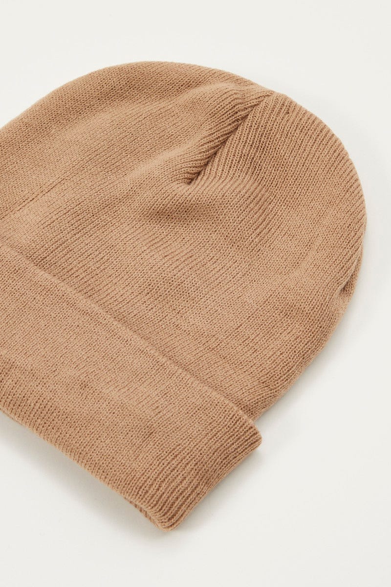 Brown Plus Ribbed Beanie For Women By You And All