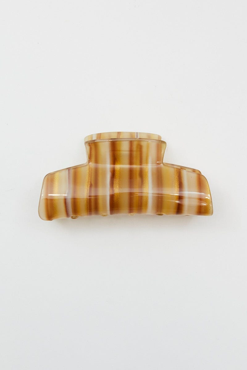 Brown Stripe Claw Clip For Women By You And All