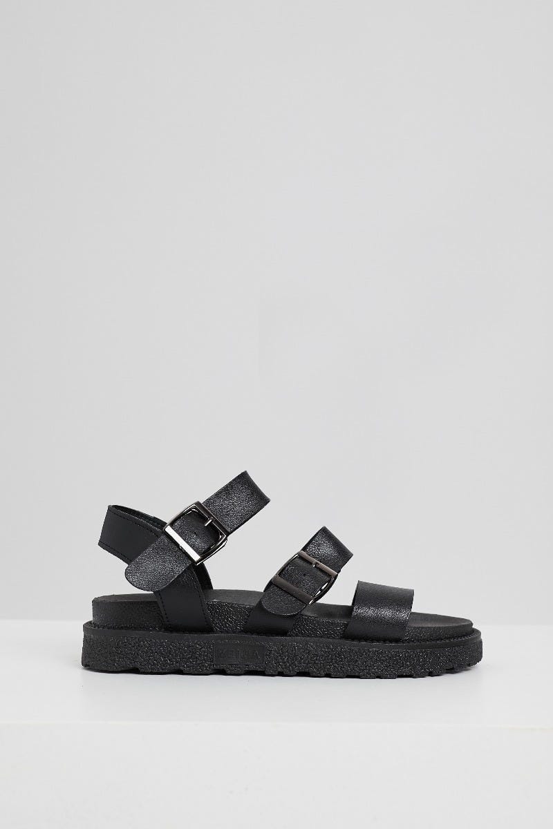 Black Plus Flatform Buckle Detail Sandals For Women By You And All