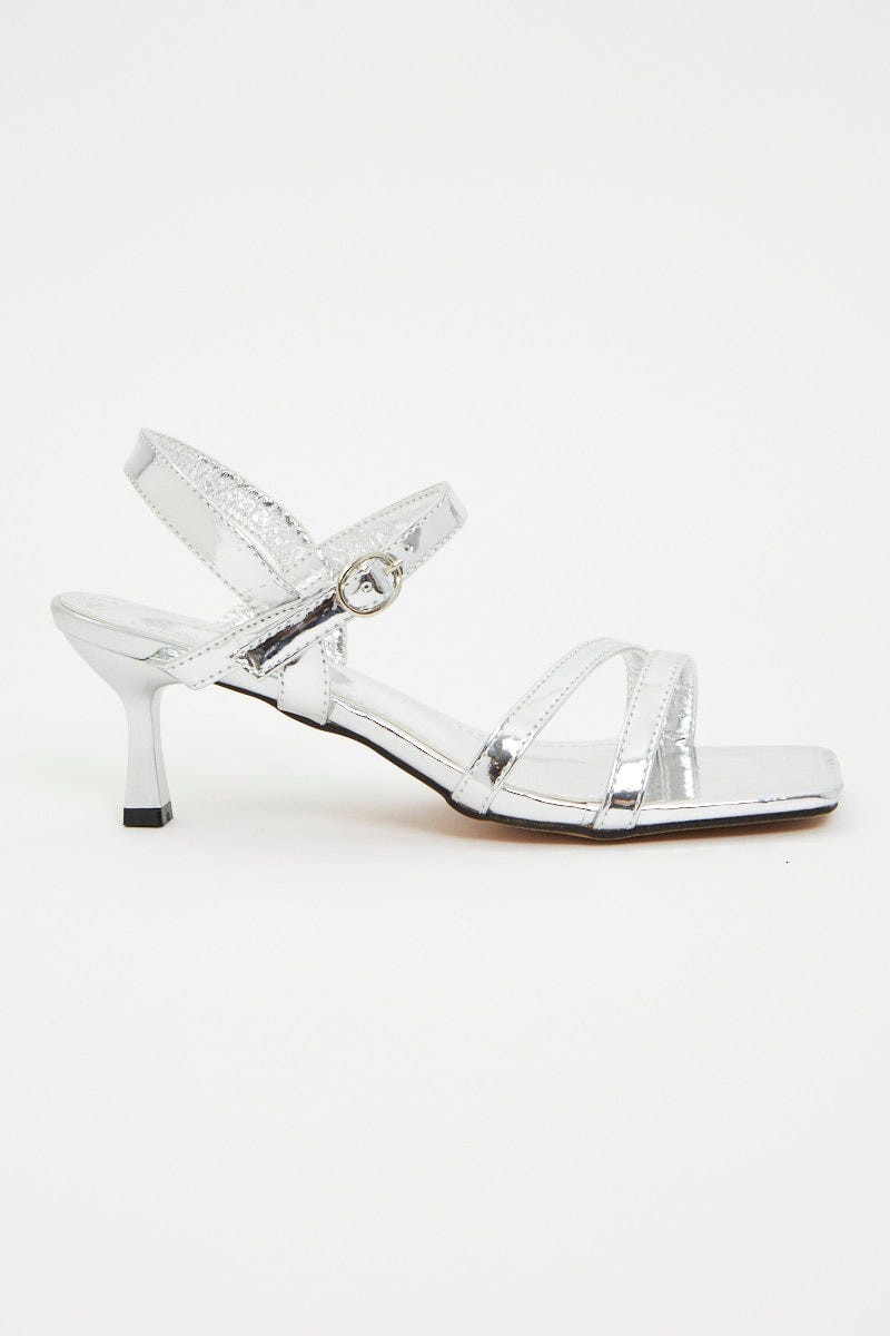 Metallic Strappy Silver Heels For Women By You And All