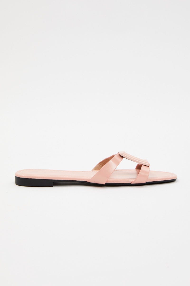 Pink Cut Out Detail Flat Slides For Women By You And All