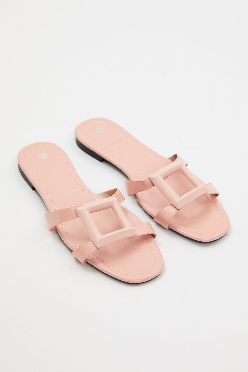 Pink Cut Out Detail Flat Slides For Women By You And All