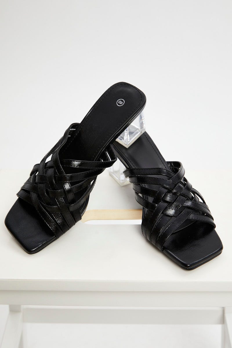 Black Woven Perspex Heels For Women By You And All