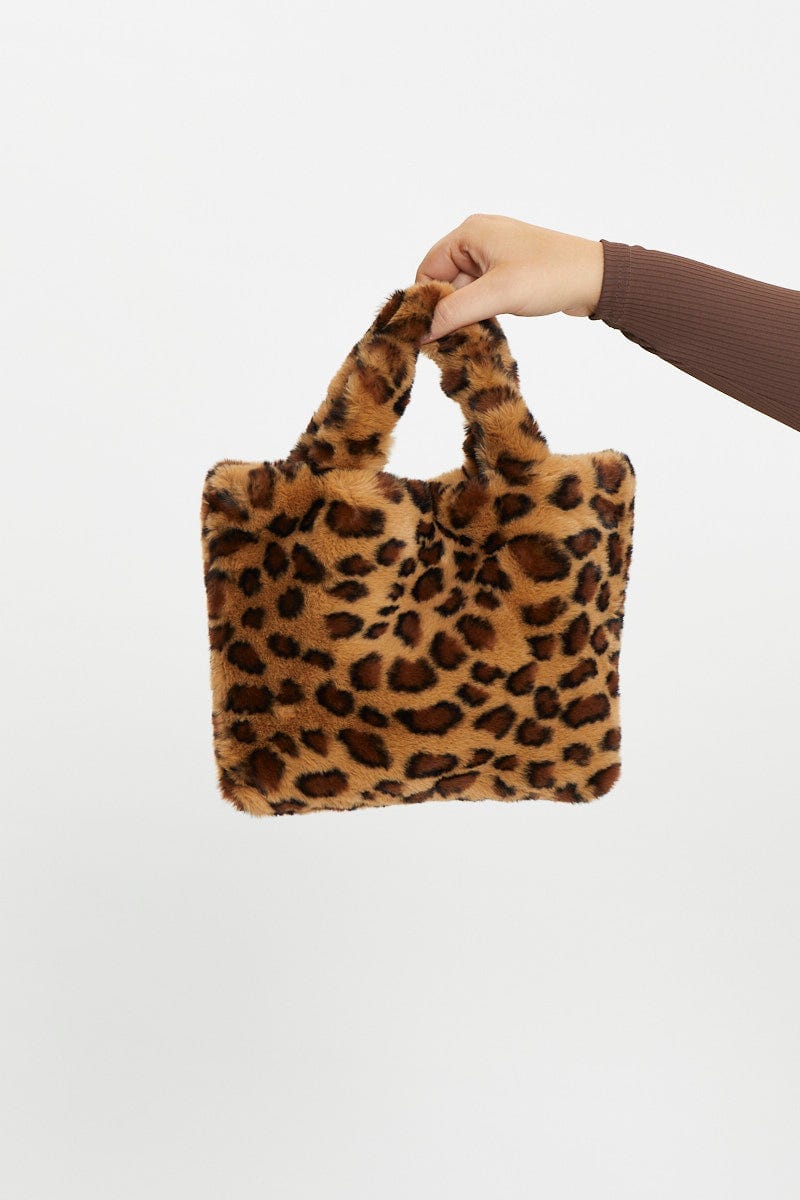 Animal Prt Plus Leopard Fur Tote Bag For Women By You And All