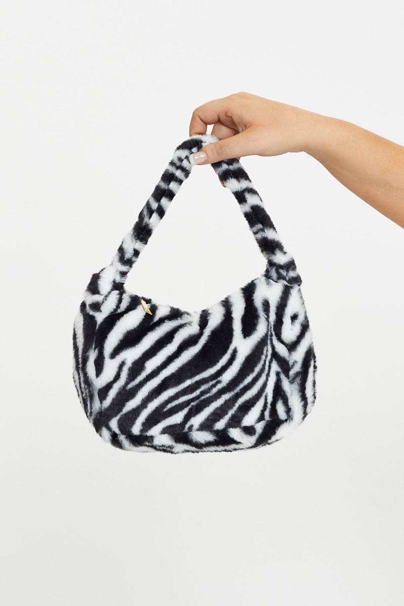 Animal Prt Plus Zebra Fur Hobo Shoulder Bag For Women By You And All