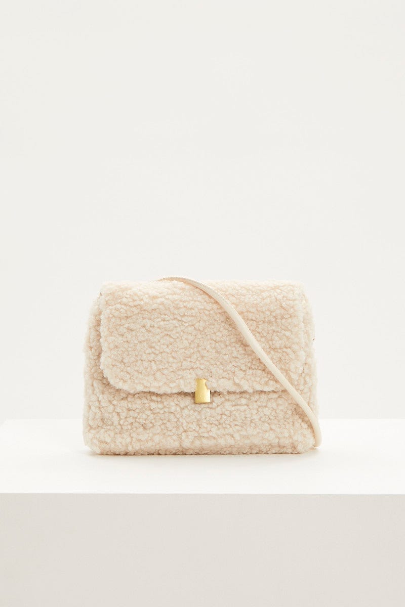 White Plus Borg Cross Body Bag For Women By You And All
