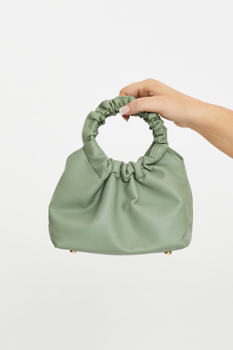 Green Plus Ruched Round Handle Bag For Women By You And All