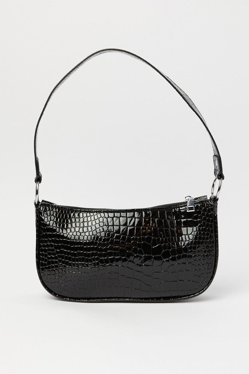 Black Croc Shoulder Bag Hand Bag for YouandAll Fashion