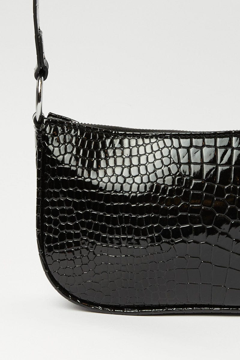 Black Croc Shoulder Bag Hand Bag for YouandAll Fashion