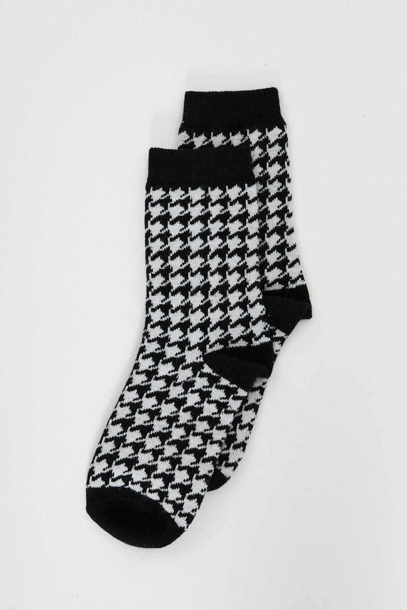 Print Dogtooth Check Socks For Women By You And All