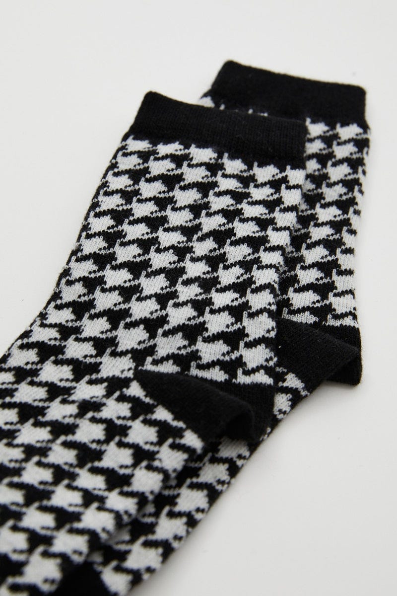 Print Dogtooth Check Socks For Women By You And All