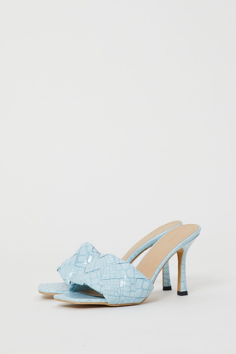 Pale Blue Maisie Woven Mid Heel Mule For Women By You And All