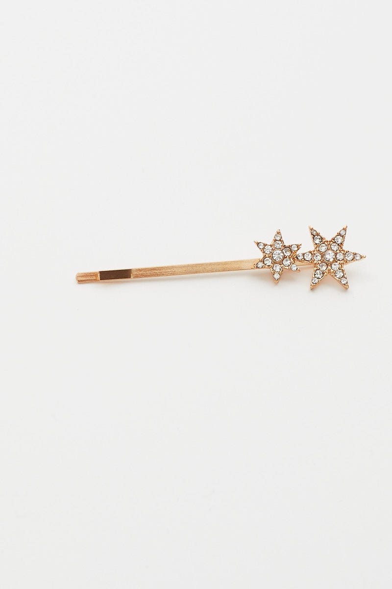 Metallic Plus Diamante Star Hair Clip For Women By You And All