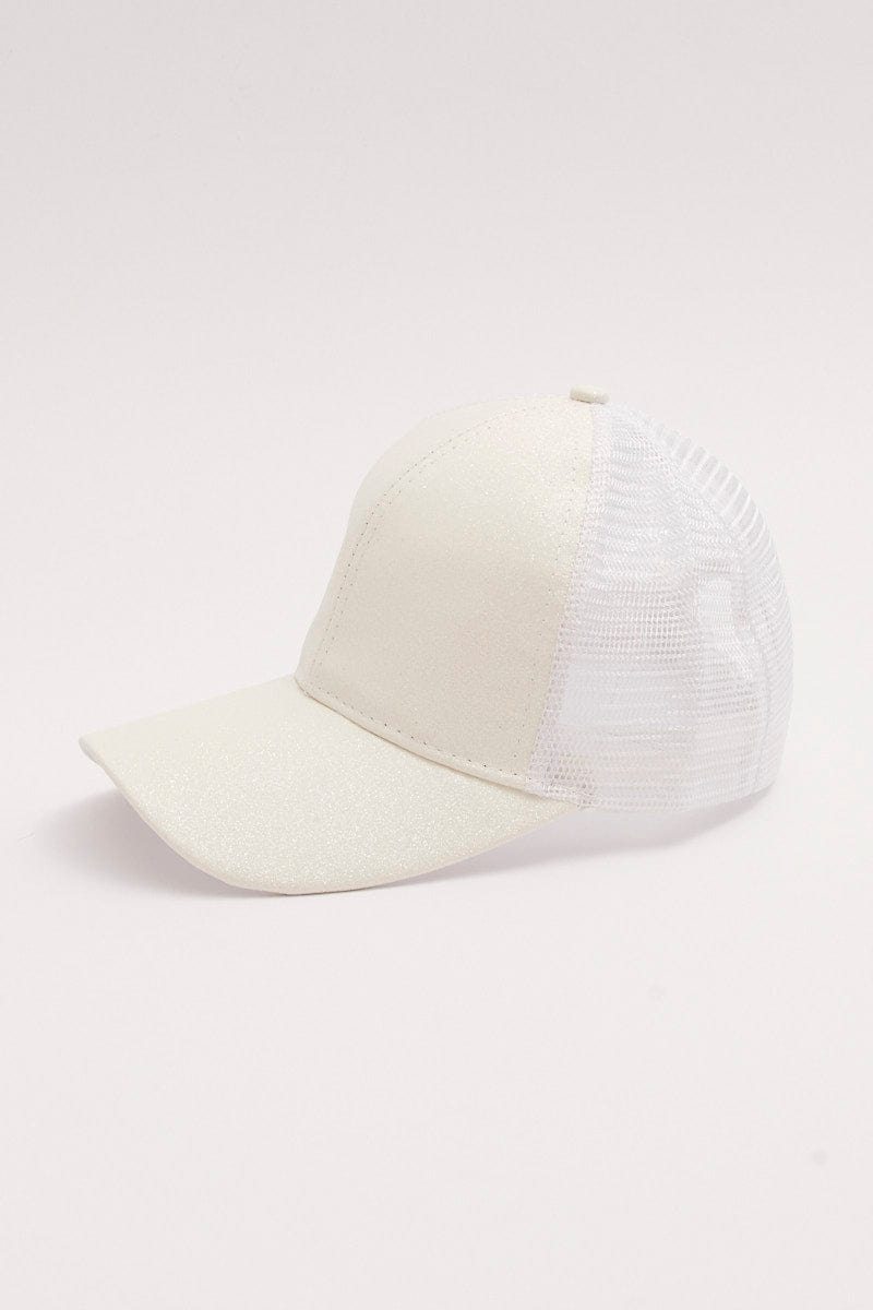 White Glitter Trucker Cap for YouandAll Fashion