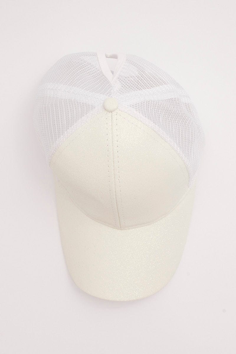 White Glitter Trucker Cap for YouandAll Fashion