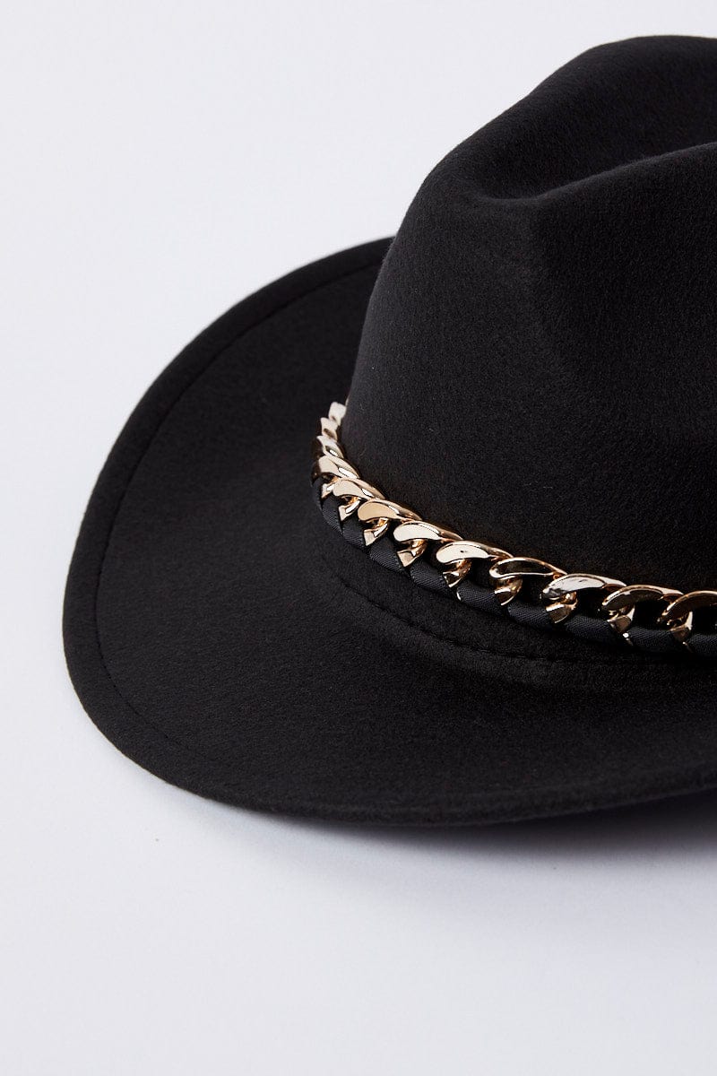 Black Chain Decor Cowboy Hat for YouandAll Fashion