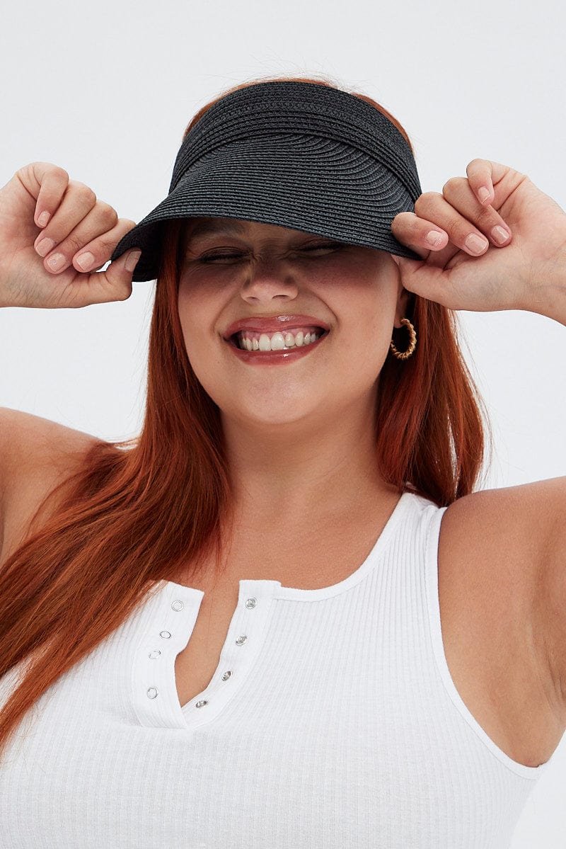 Black Straw Visor for YouandAll Fashion