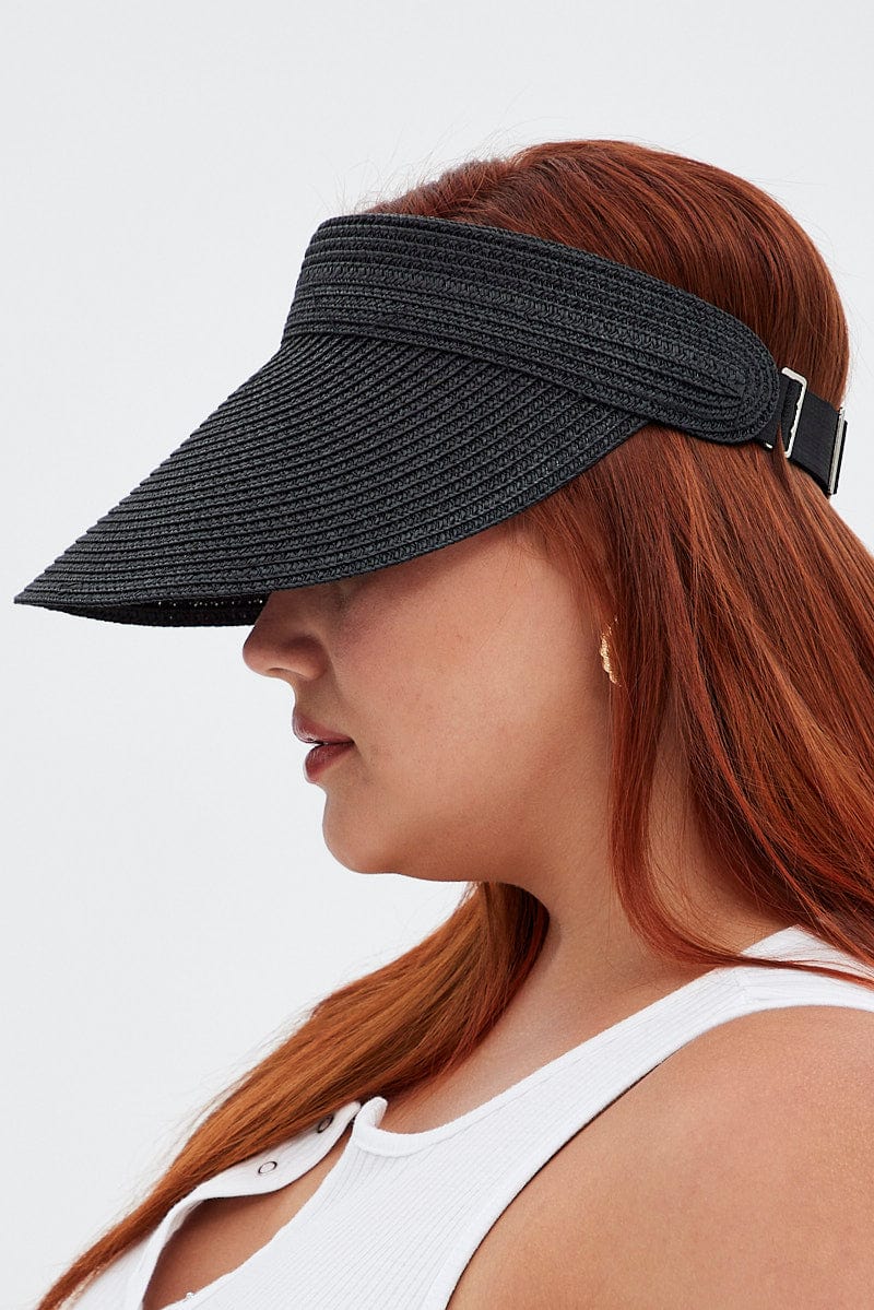 Black Straw Visor for YouandAll Fashion