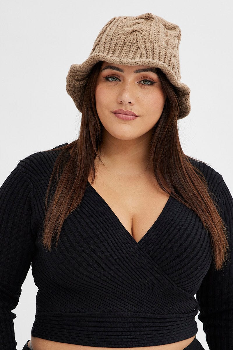 Brown Knitted Bucket Hat for YouandAll Fashion