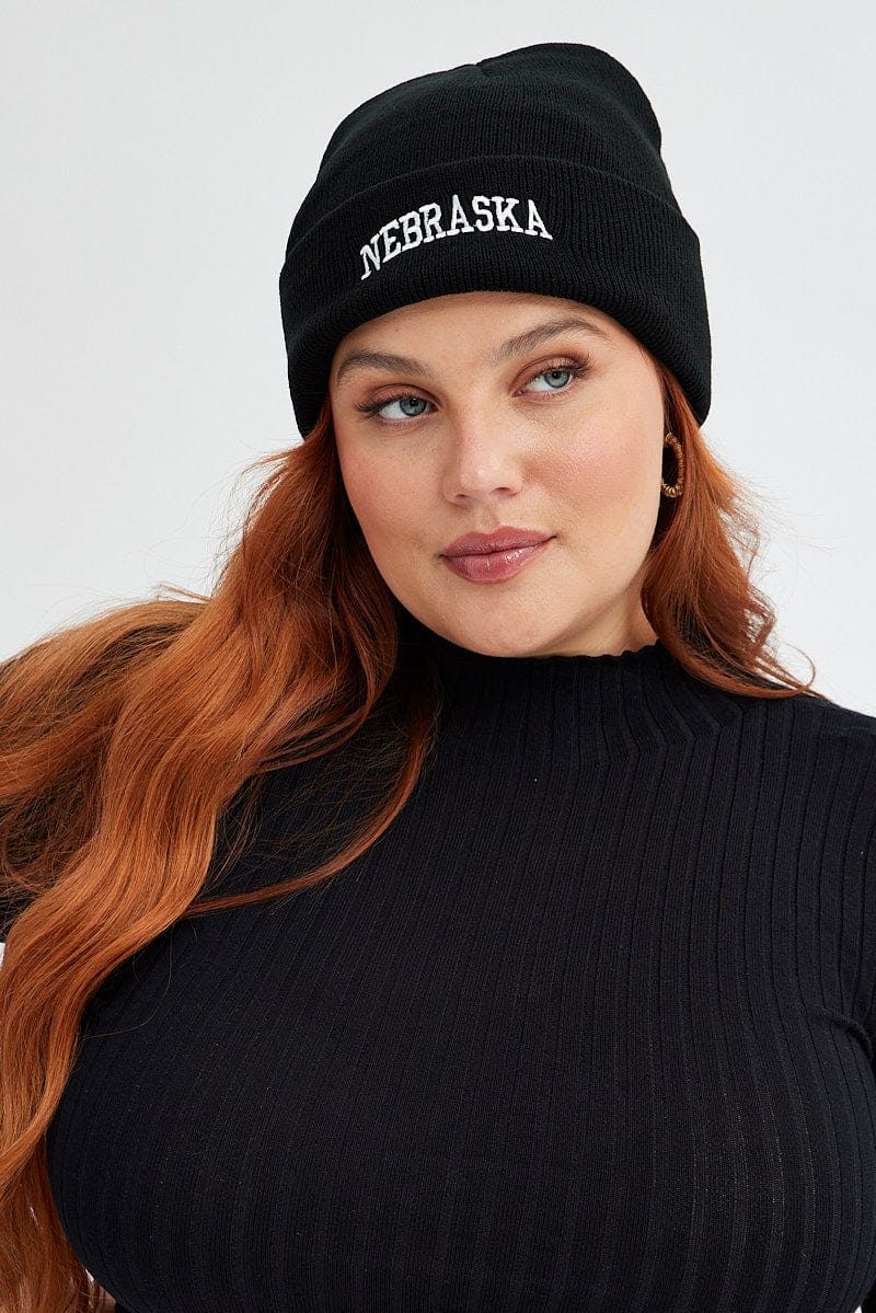 Black Nebraska Beanie for YouandAll Fashion