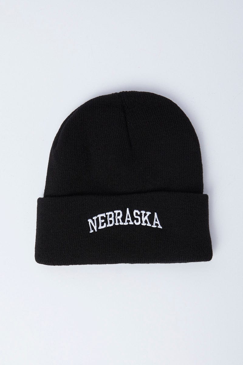 Black Nebraska Beanie for YouandAll Fashion