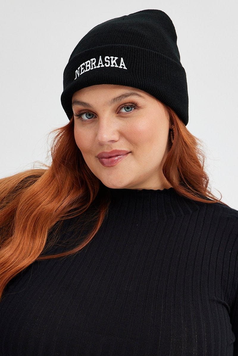 Black Nebraska Beanie for YouandAll Fashion