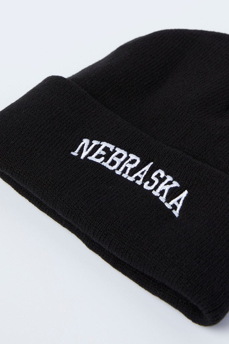 Black Nebraska Beanie for YouandAll Fashion