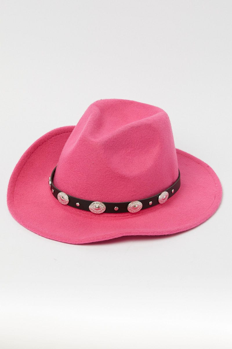 Pink Cowboy Western Studded Belt Detail Hat for YouandAll Fashion