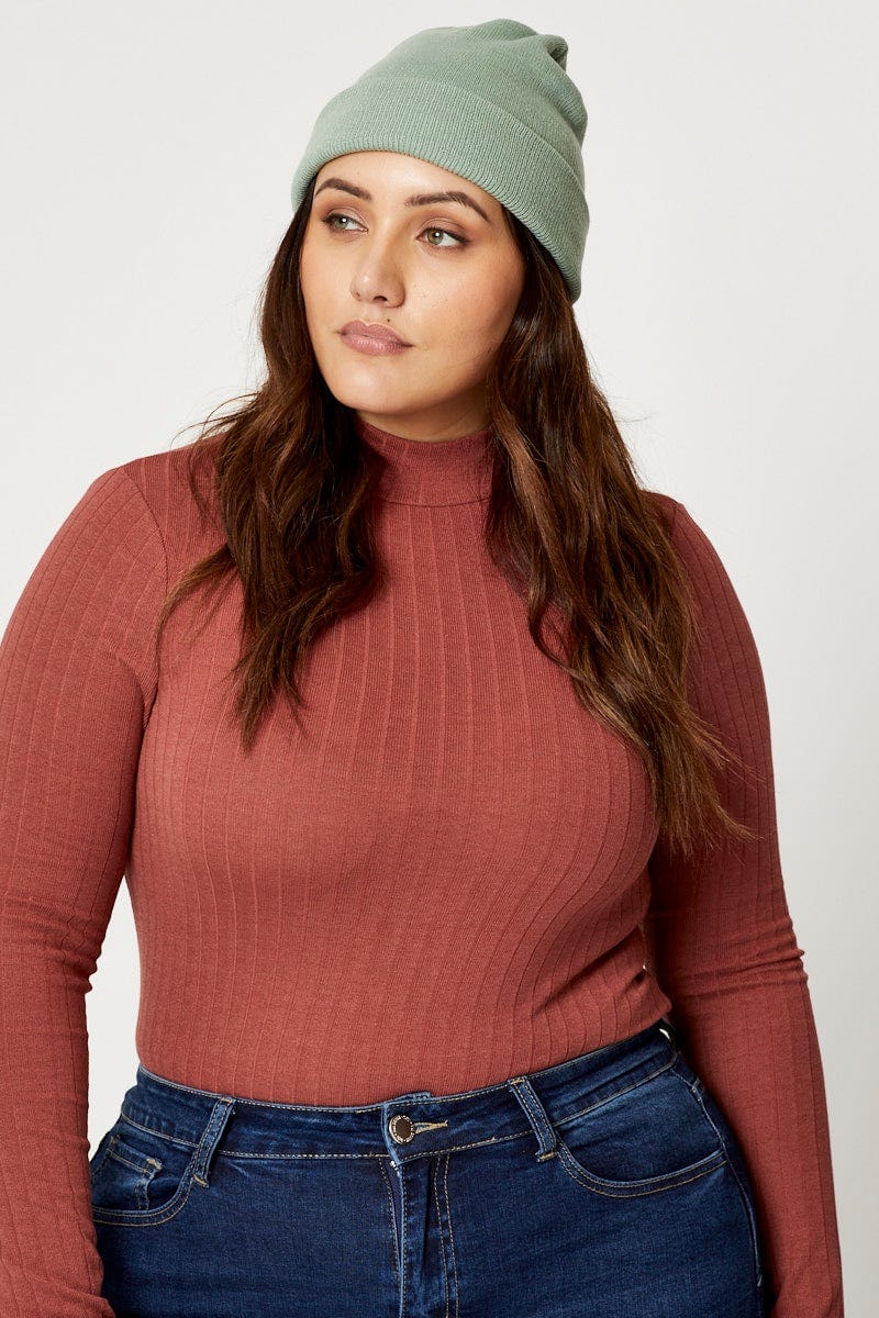 Green Plus Ribbed Beanie For Women By You And All
