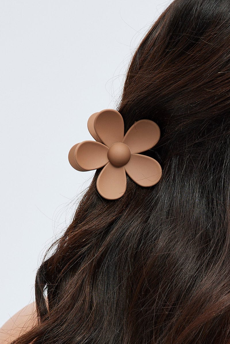 Brown Floral Design Hair Claw Clip for YouandAll Fashion