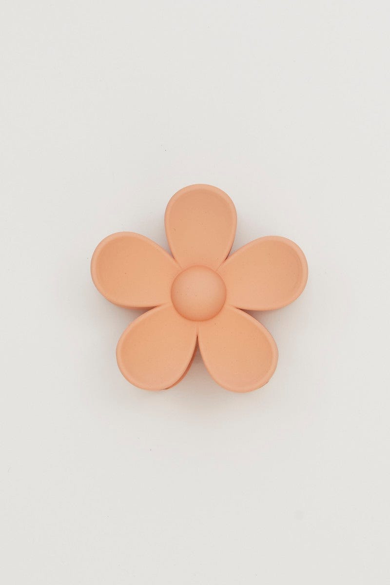 Orange Floral Design Hair Claw Clip For Women By You And All