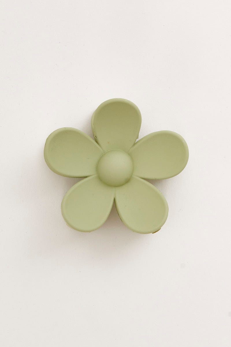 Green Floral Design Hair Claw Clip For Women By You And All