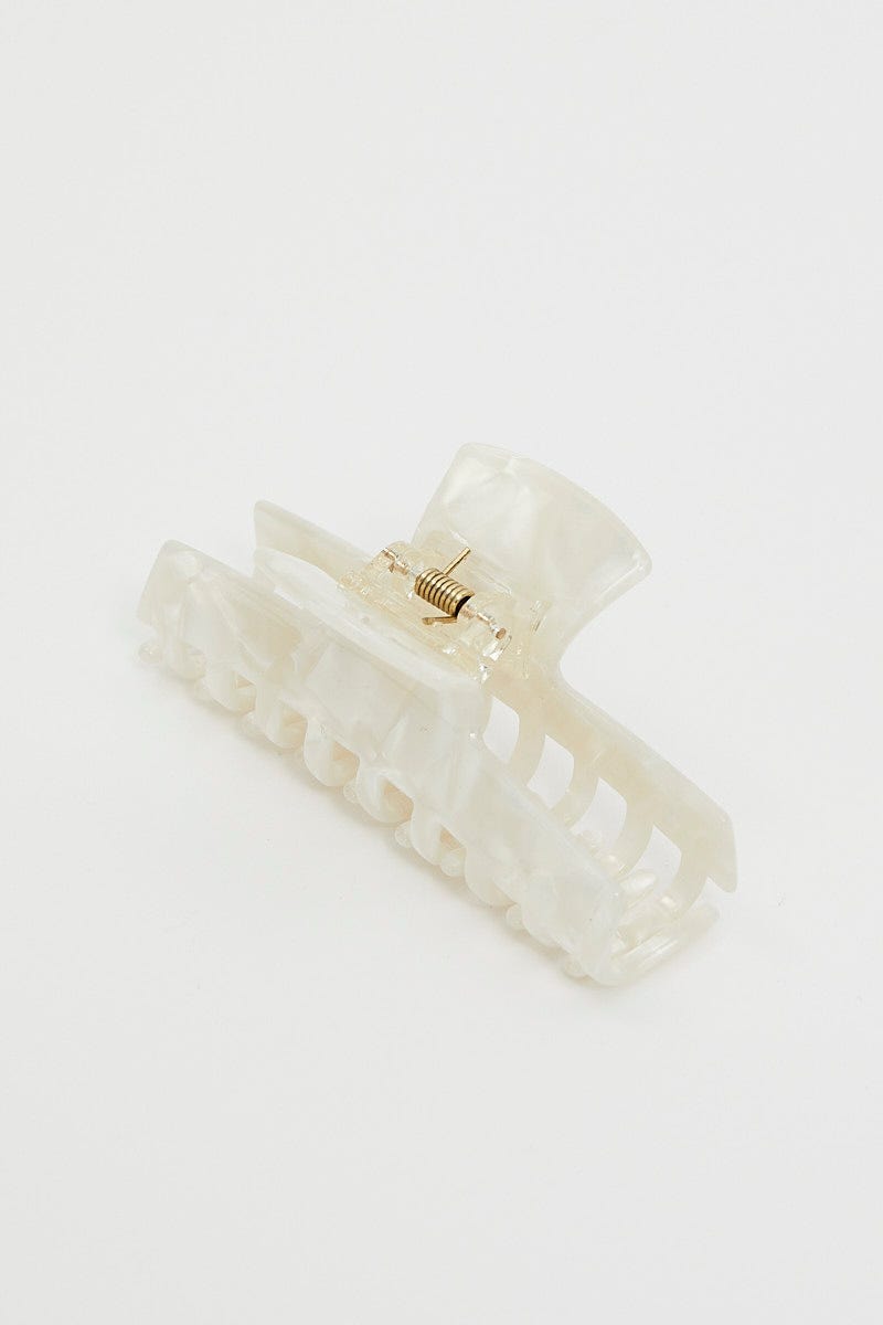 White Pearl Look Claw Clip For Women By You And All