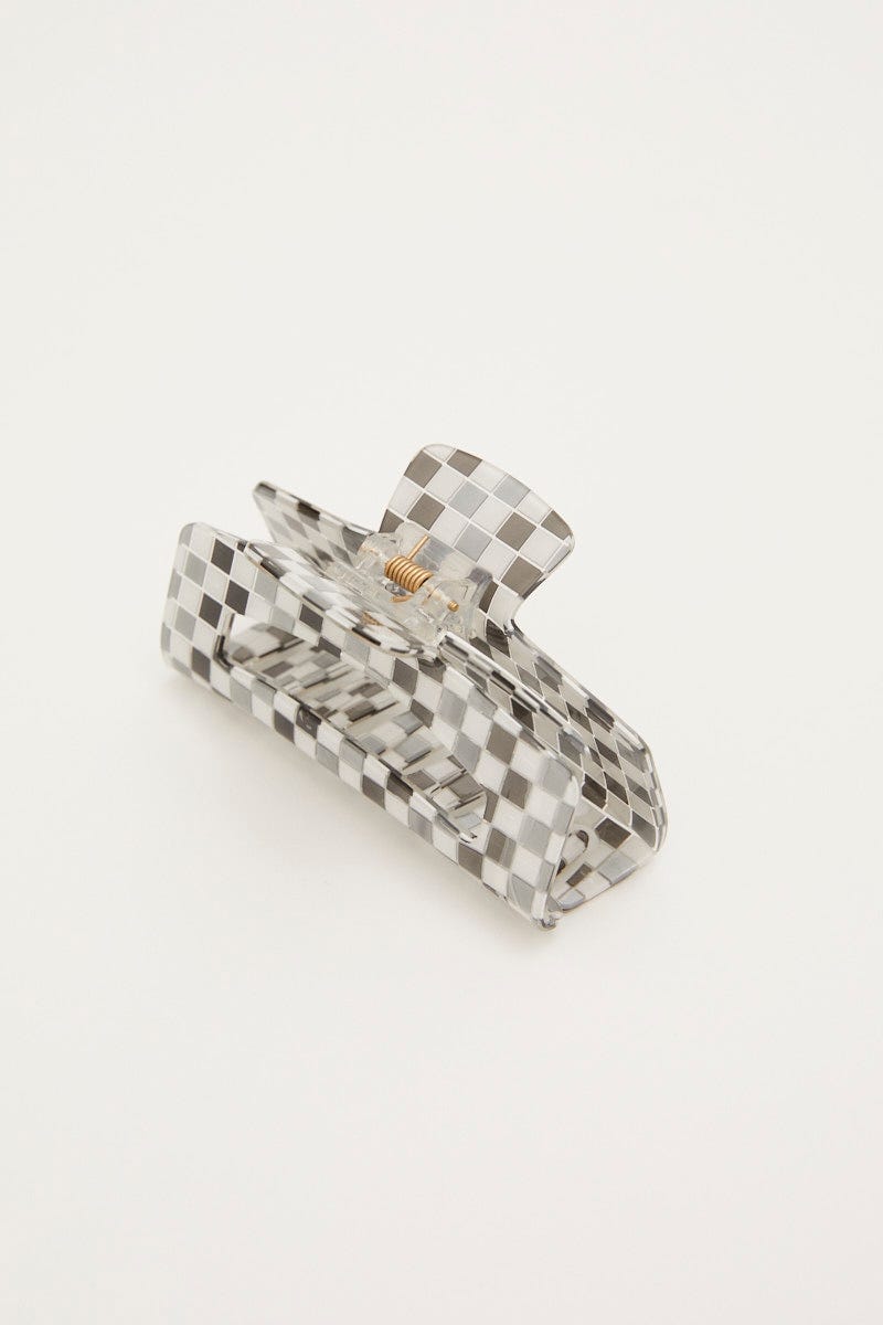 Black Check Claw Clip For Women By You And All