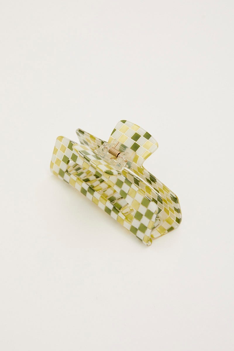Green Check Claw Clip For Women By You And All