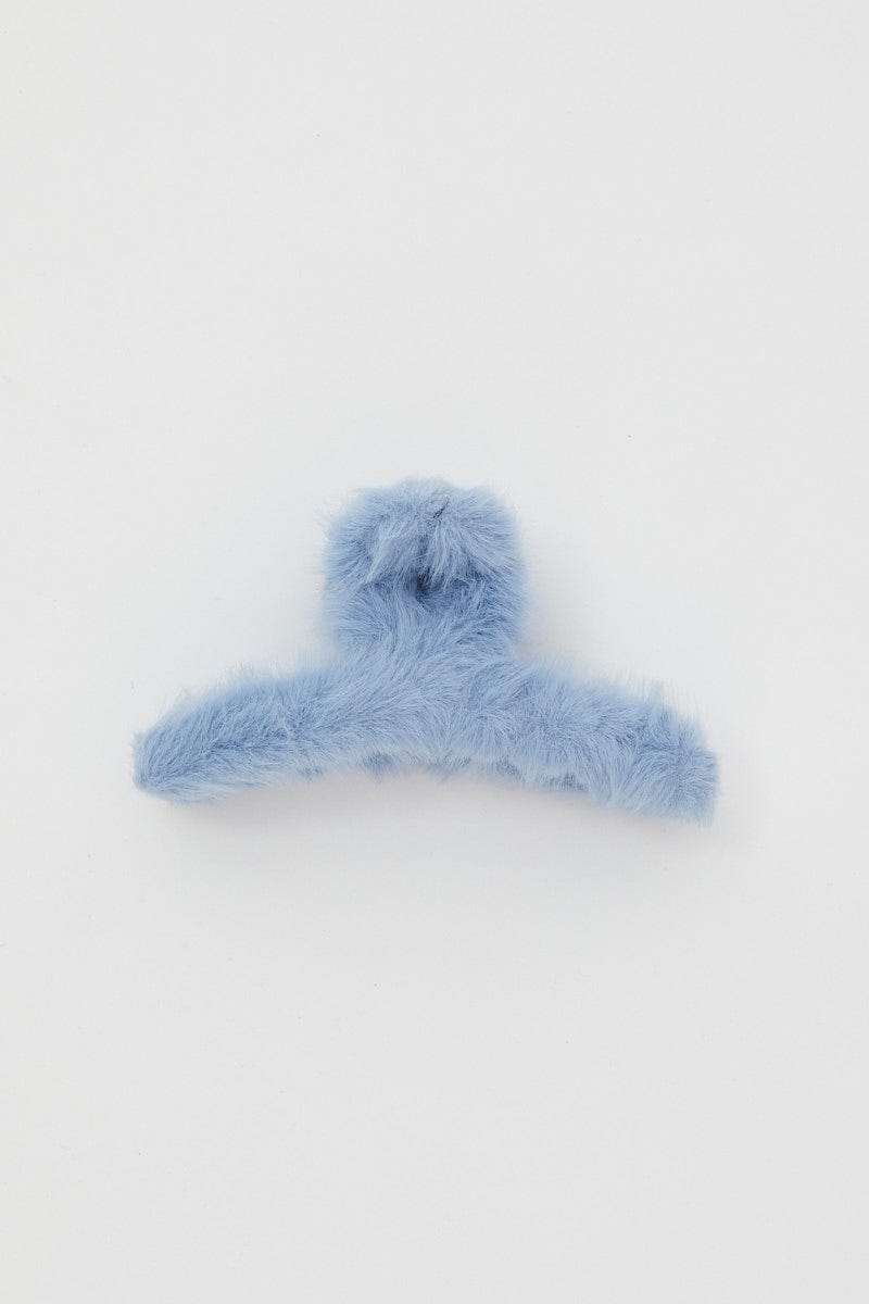 Blue Faux Fur Swirl Claw Clip For Women By You And All