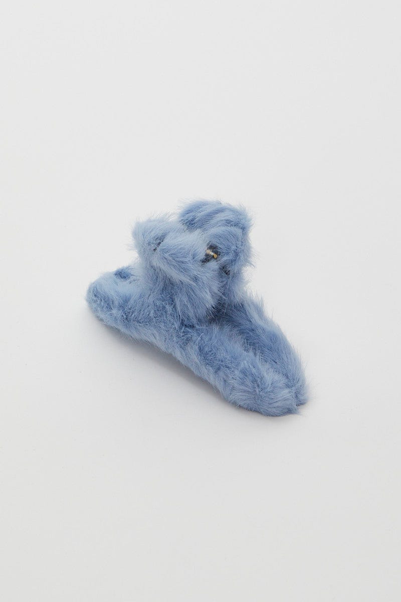 Blue Faux Fur Swirl Claw Clip For Women By You And All