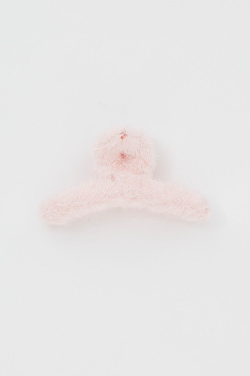 Pink Faux Fur Swirl Claw Clip For Women By You And All