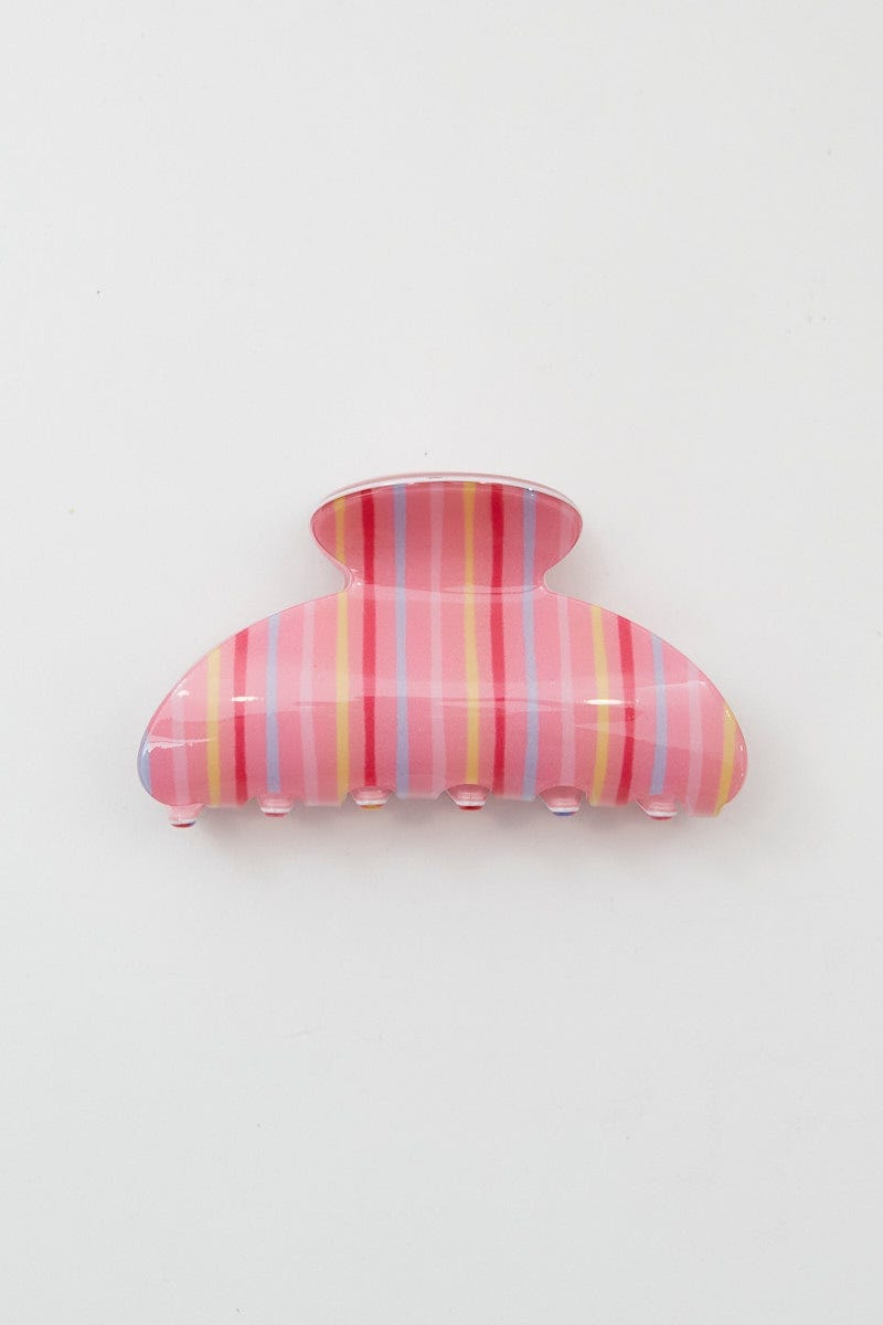 Pink Stripe Claw Clip For Women By You And All