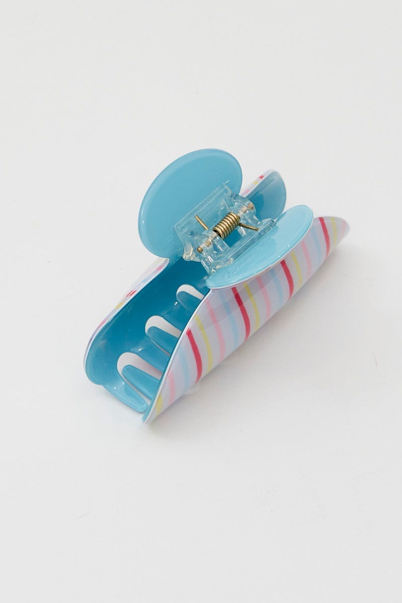 Blue Stripe Claw Clip For Women By You And All