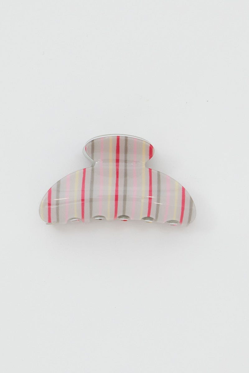 Grey Stripe Claw Clip For Women By You And All