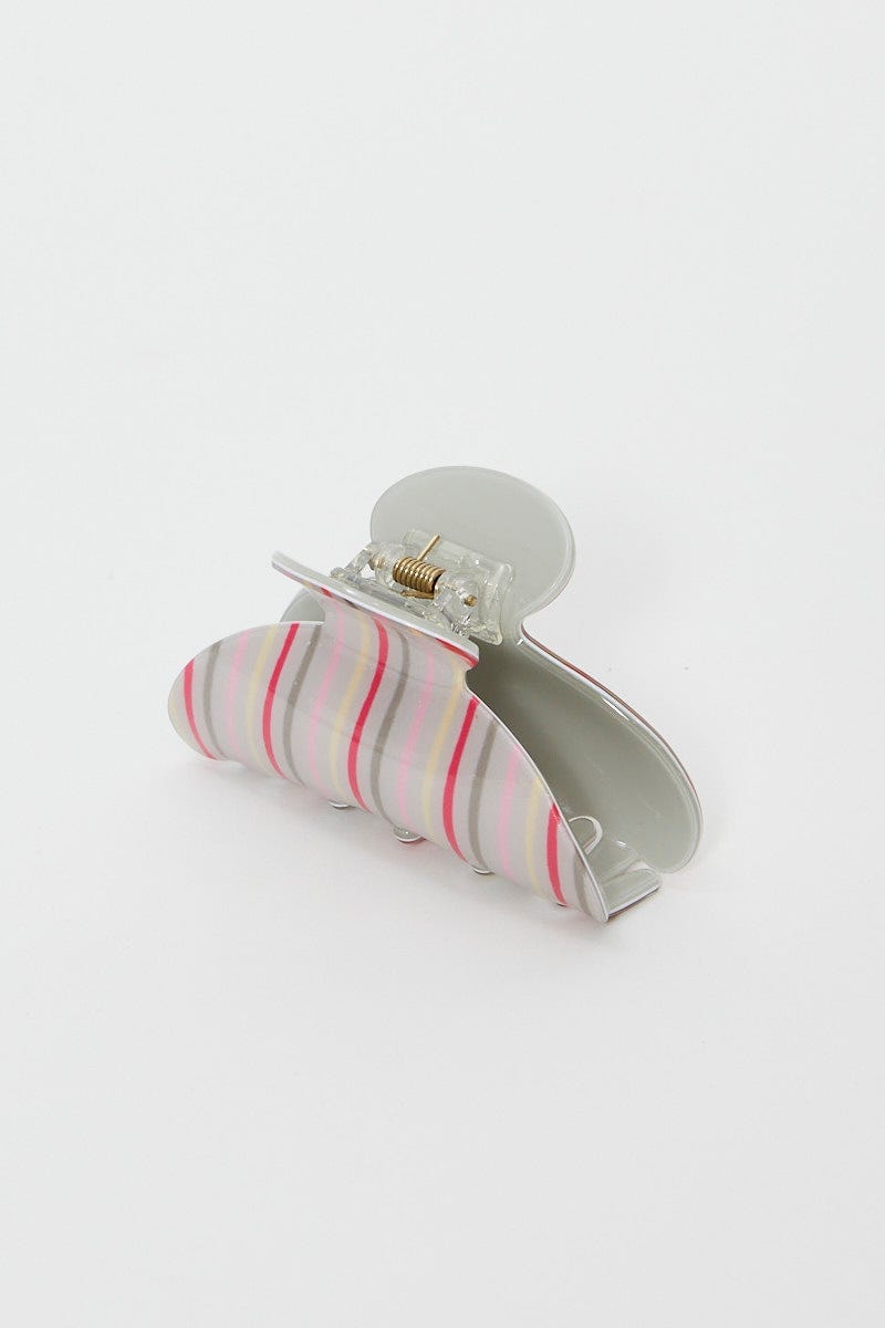 Grey Stripe Claw Clip For Women By You And All