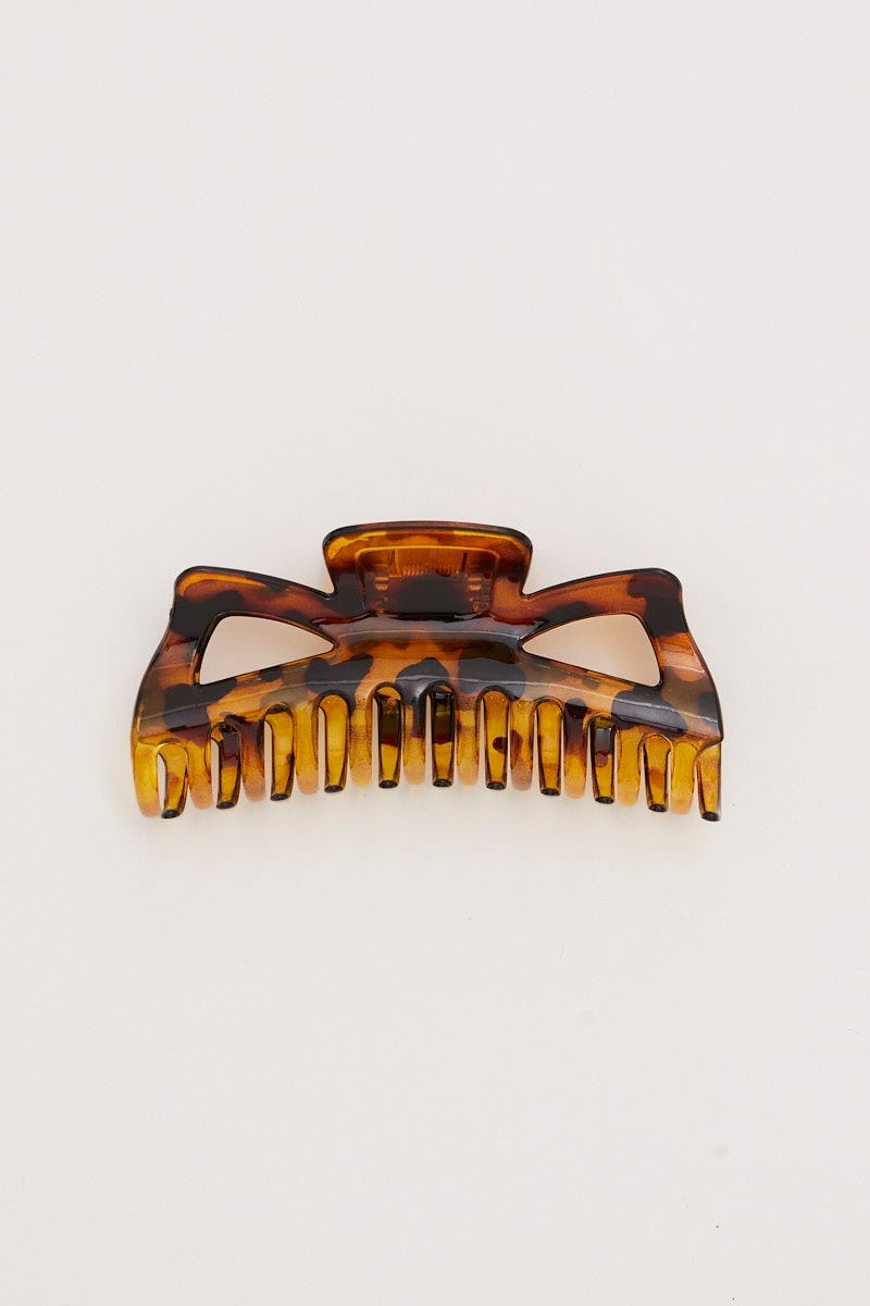 Brown Tortoiseshell Print Claw Clip For Women By You And All