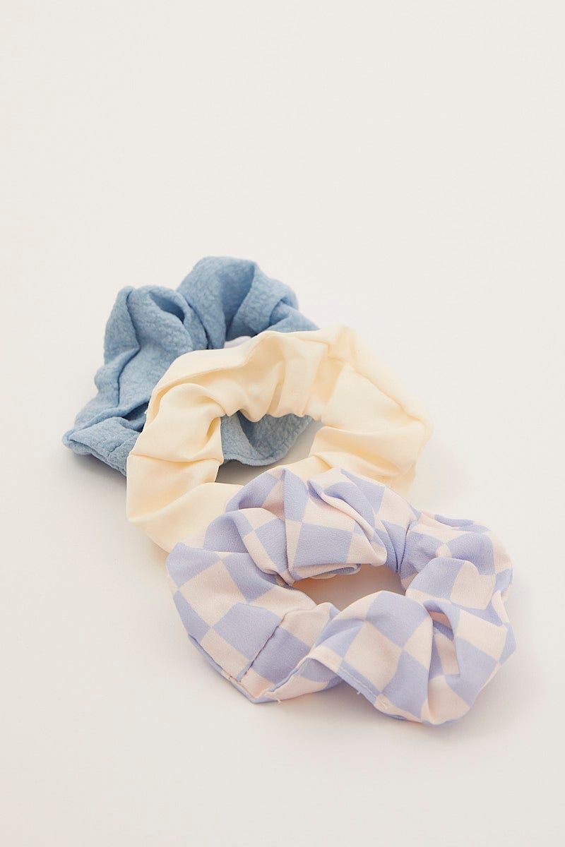 Blue 3 Pack Scrunchies For Women By You And All