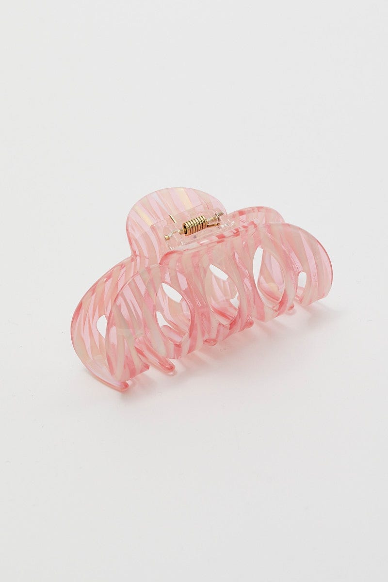 Pink Stripe Claw Clip For Women By You And All