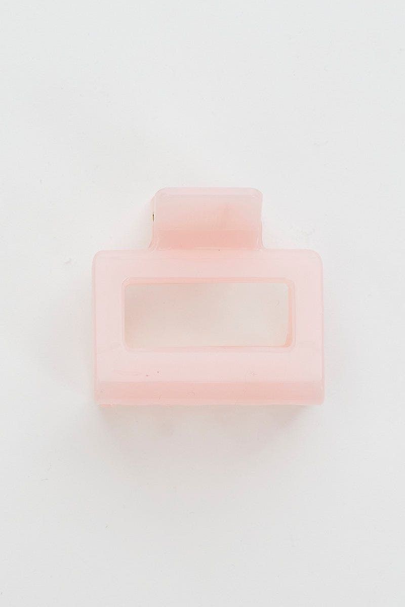 Pink Square Shaped Hair Claw For Women By You And All