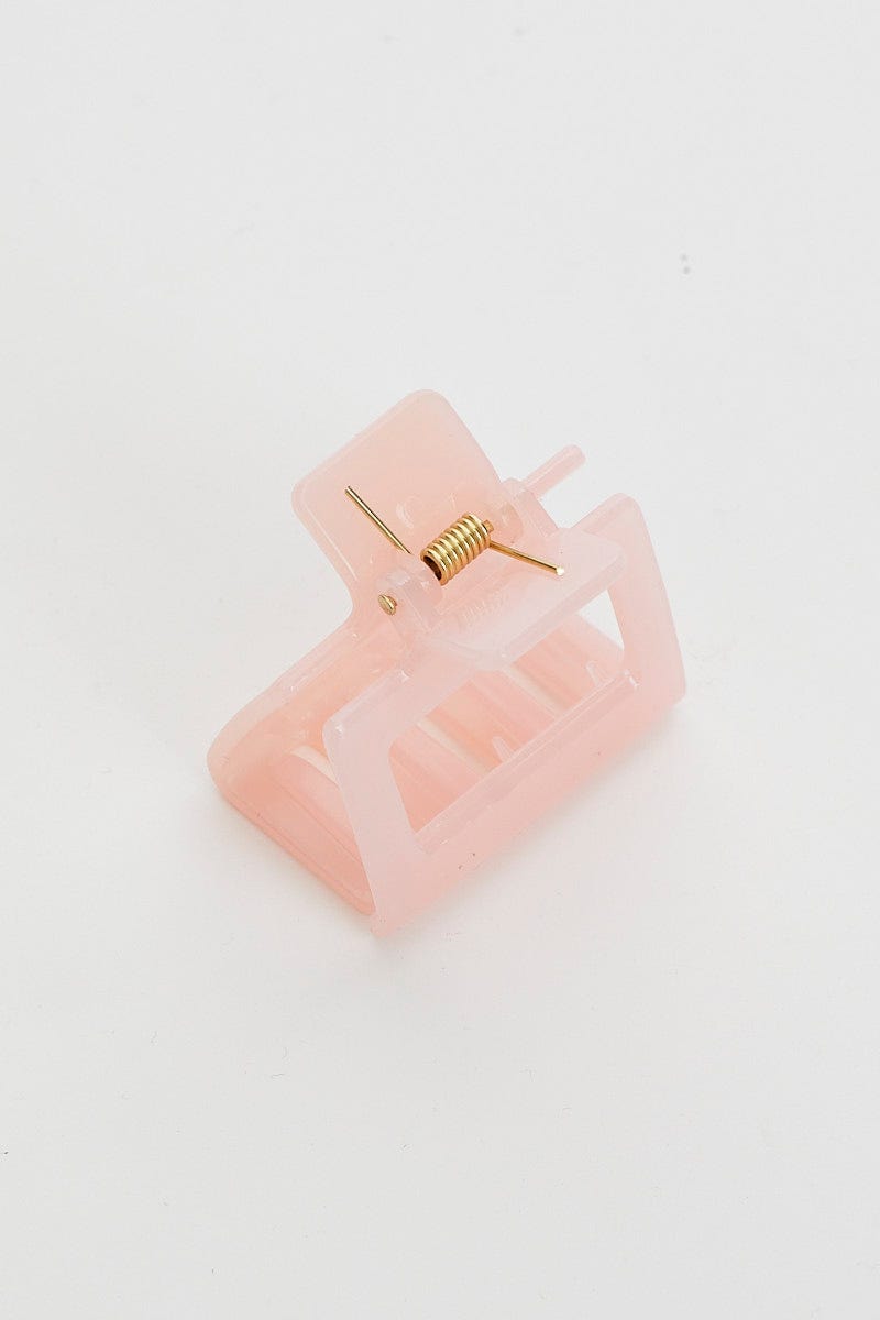 Pink Square Shaped Hair Claw For Women By You And All