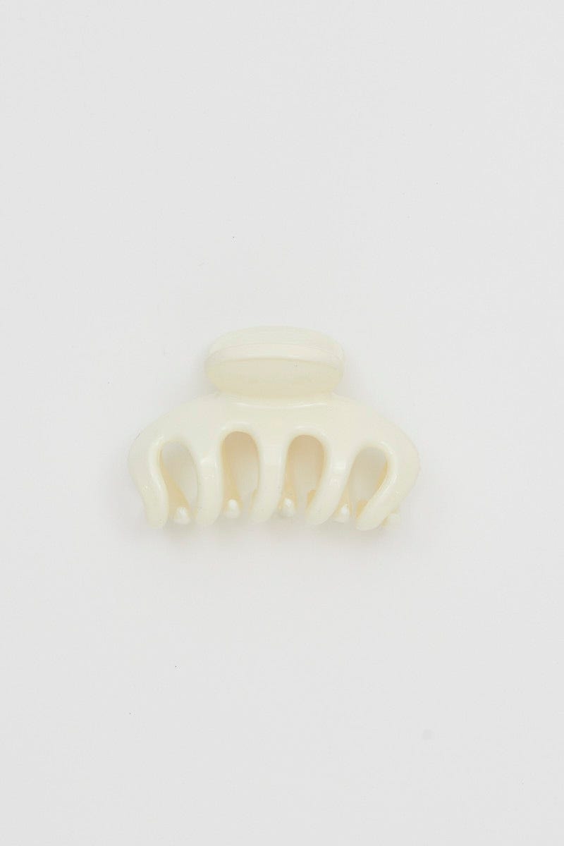 White Solid Hair Claw Clip For Women By You And All