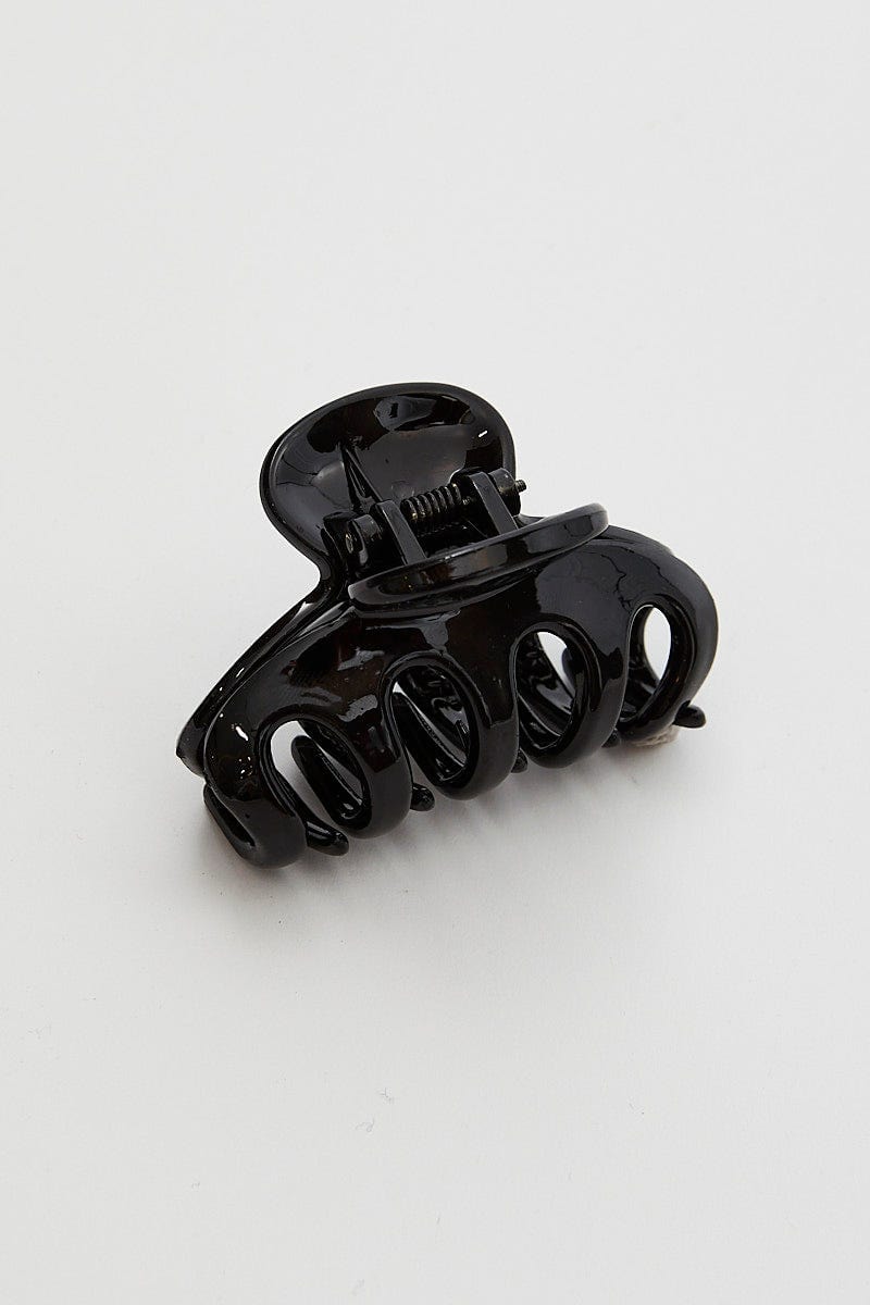 Black Solid Hair Claw Clip For Women By You And All