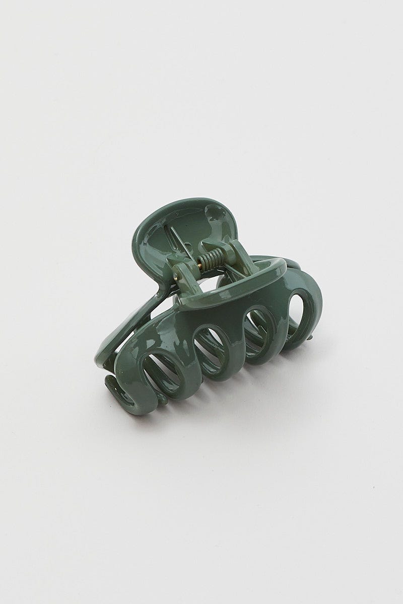 Green Solid Hair Claw Clip For Women By You And All